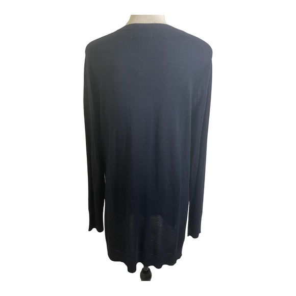 Joan Vass women’s new button front cardigan navy blue size Large. Neck style - Picture 7 of 12